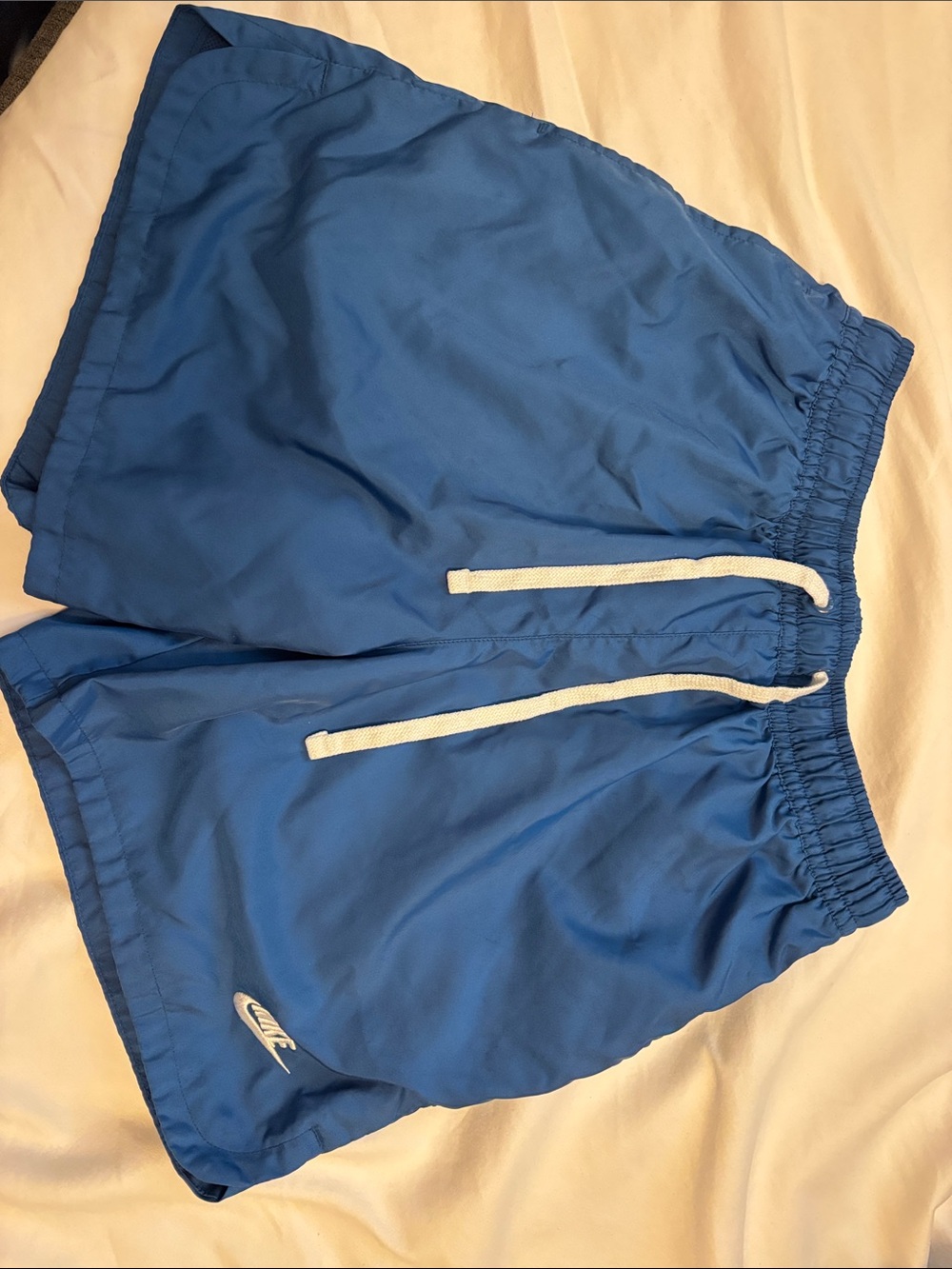 Nike Men’s Royal Blue Athletic Shorts with White Drawstring